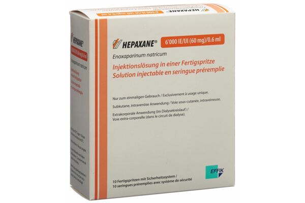 Hepaxane Inj Lös 60 mg/0.6ml Fertspr 10 Stk