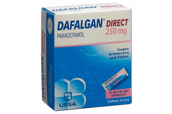 Dafalgan Direct gran 250 mg arôme fraise sach 16 pce