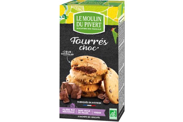 Le moulin du Pivert Cookies Fourrés Choc Ds 175 g