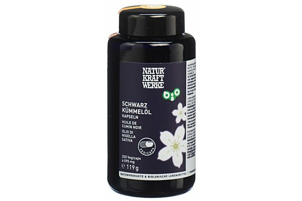 NaturKraftWerke Schwarzkümmelöl Vegicaps 595 mg Bio/kbA Glasfl 200 Stk