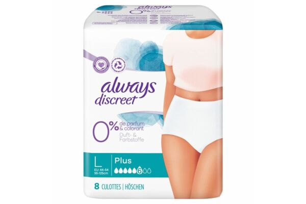 always Discreet incontinence Pants L Plus 0% sach 8 pce
