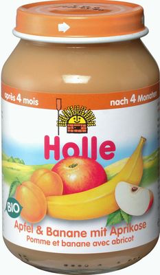 HOLLE Bio Frucht-Gläschen Apfel & Banane mit Aprikose 190 g