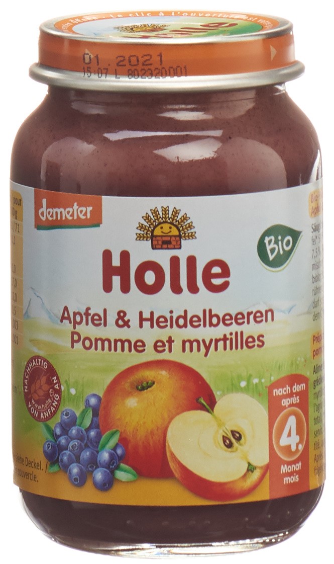 HOLLE Frucht-Gläschen Bio Apfel & Heidelbeeren 190 g